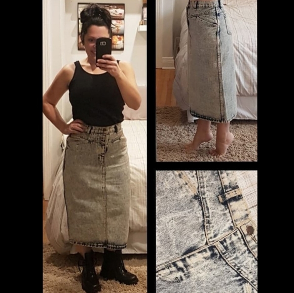 Vintage Acid Wash Denim Pencil Skirt - Picture 5 of 5